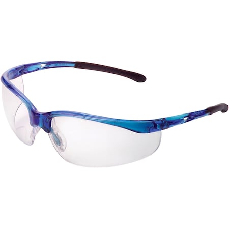 Global Industrial Half Frame Safety Glasses, Anti-Fog, Clear Lens, Blue Frame 708403CL